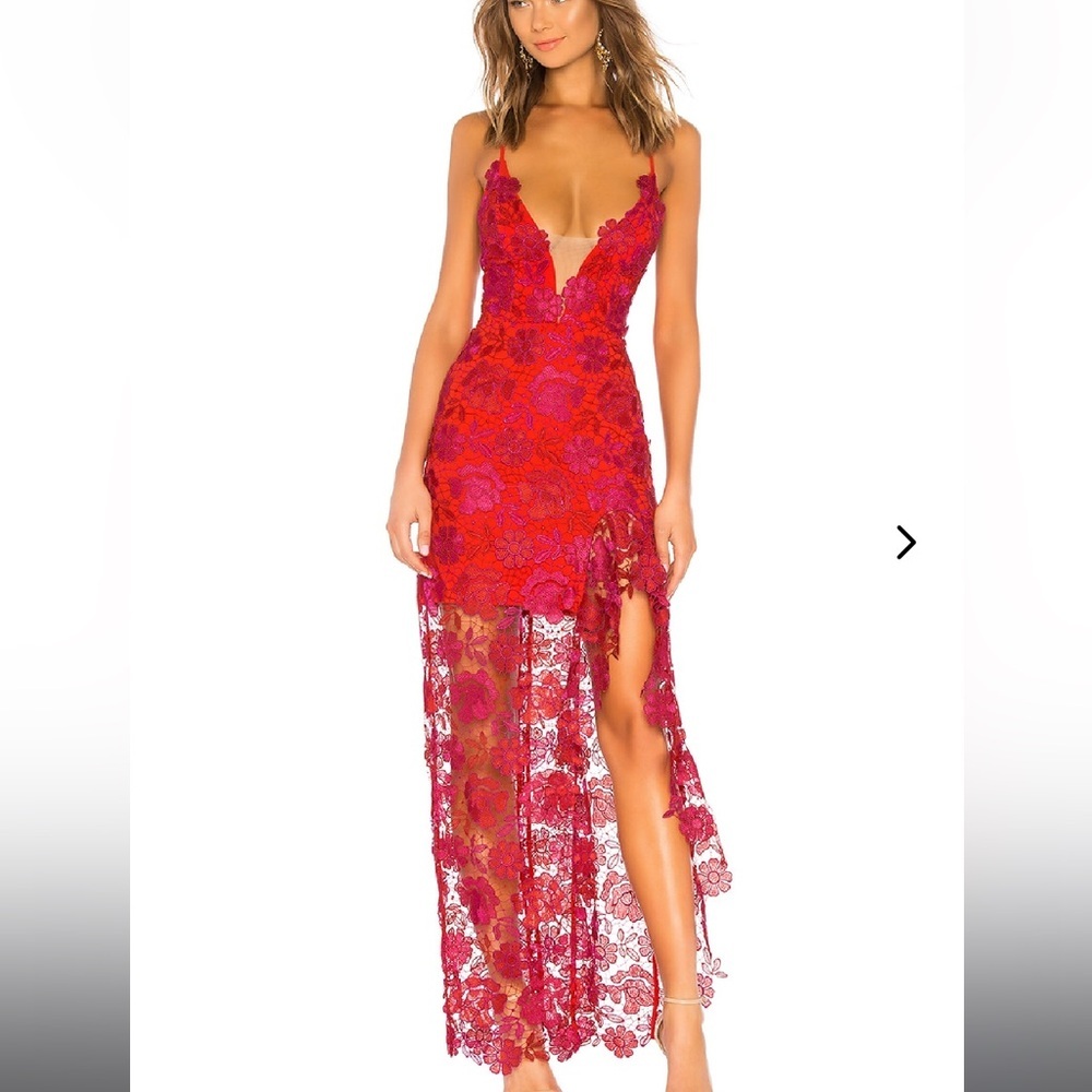 Lovers and Friends Tarron Gown in Magenta & Red